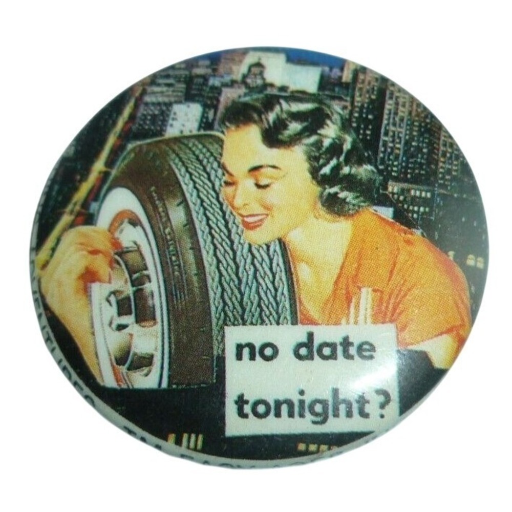 Vintage 1980 Bob Holmes No Date Tonight Pinback Button Easy Aces Inc Retro Humor